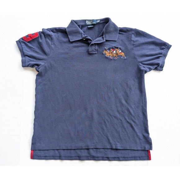 Ralph Lauren Polo Mens XL Custom Fit Triple Pony Navy Blue Short Sleeve - Picture 1 of 8